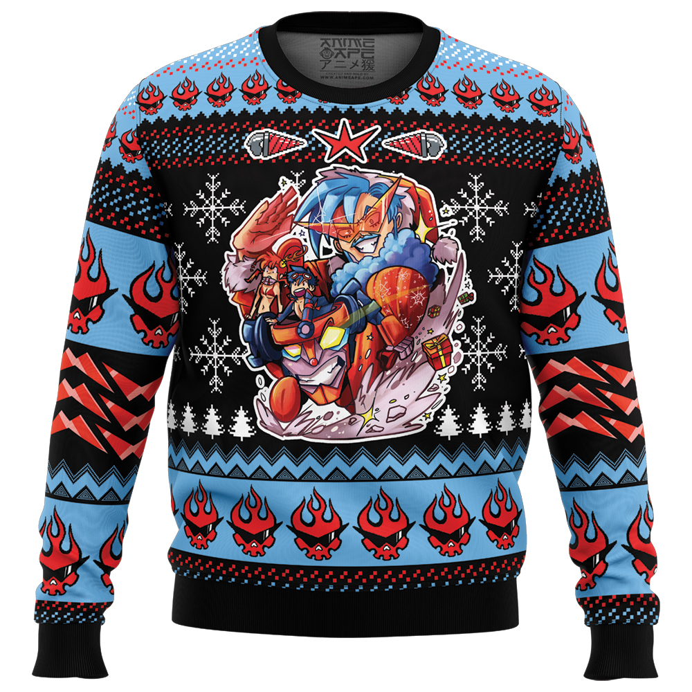 Christmas Party Tengen Toppa Gurren Lagann Ugly Christmas Sweater FRONT mockup