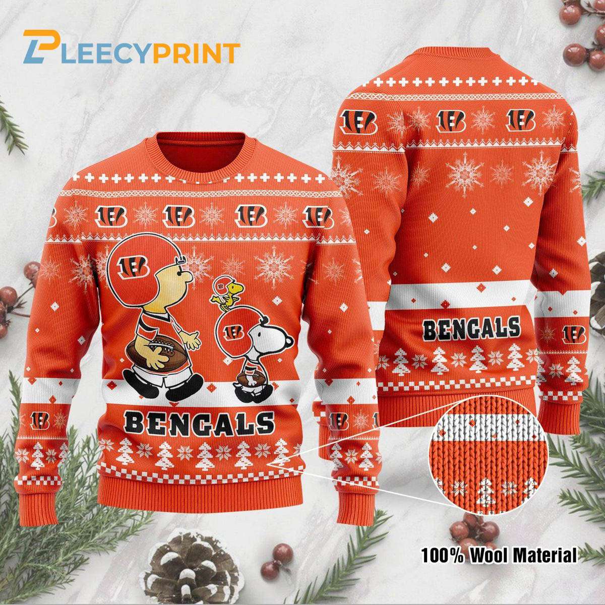Cincinnati Bengals Funny Charlie Brown Peanuts Snoopy Ugly Christmas Sweater Bengals Ugly Christmas Sweater 1
