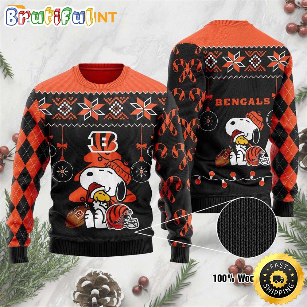 Cincinnati Bengals Funny Peanuts Snoopy Woodstock Ugly Christmas Sweater 1 f7t2kl