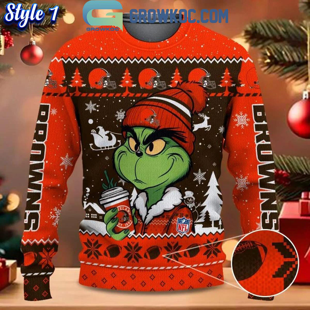 Cleveland Browns Grinch Stolen Christmas 2024 Grinchmas Ugly Sweater 1 pafrJ 1