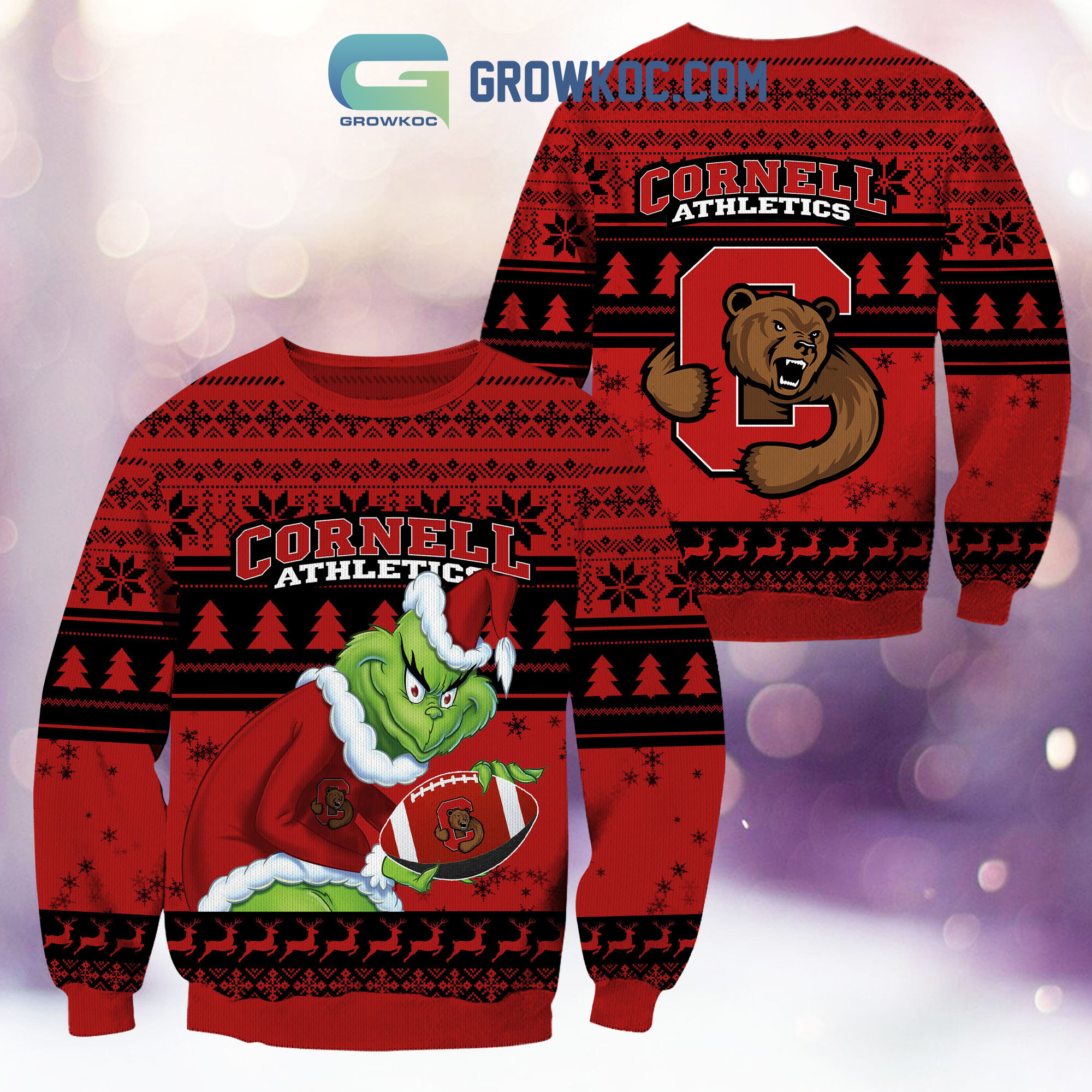 Cornell Big Red Grinch NCAA Christmas Ugly Sweater2B1 otYnb