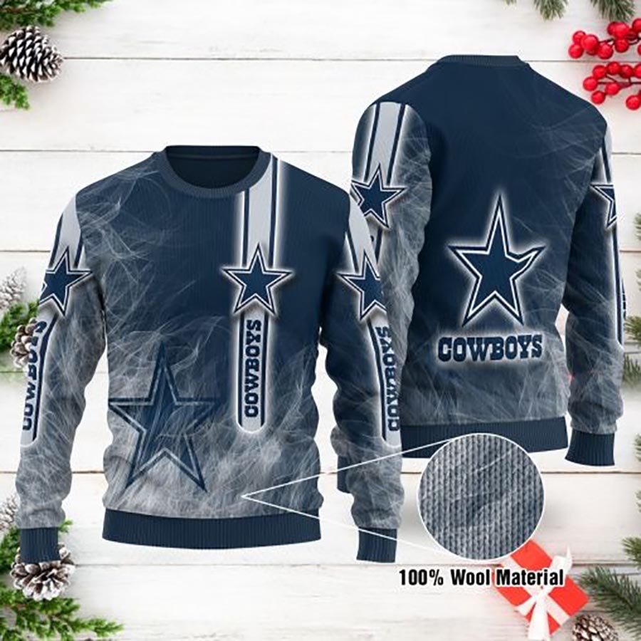 Cowboys Ugly Sweater Dallas Cowboys Smoke Ugly Christmas Sweater Gift 1