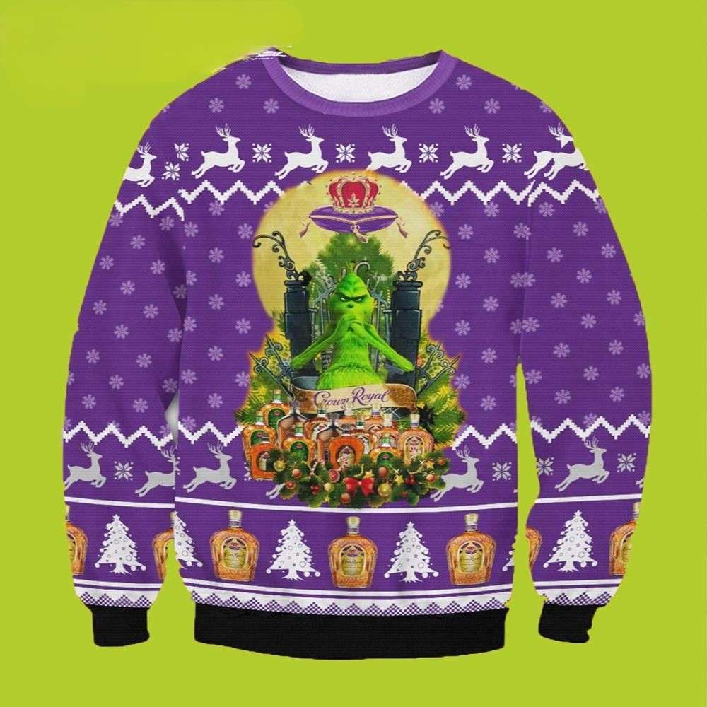 Crown Royal Whisky Grinch Funny Xmas Sweaters Grinch Ugly Sweater 1