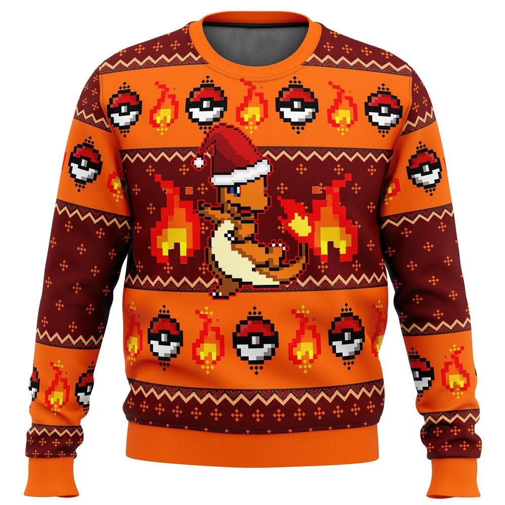 Cute Charmander Santa Hat Pokemon Christmas Sweater 1