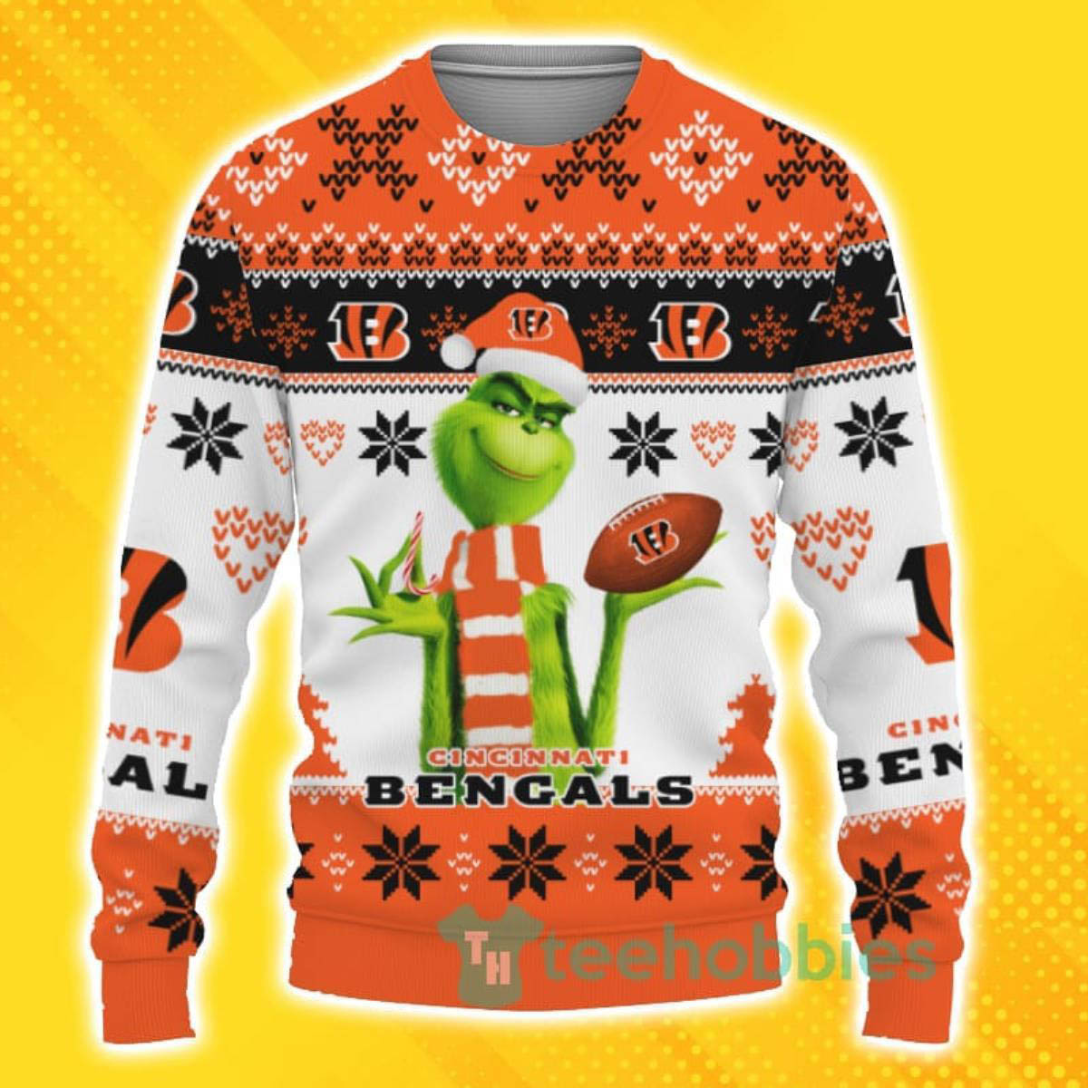 Cute Grinch American Football Cincinnati Bengals Ugly Christmas Sweater For Fans 1