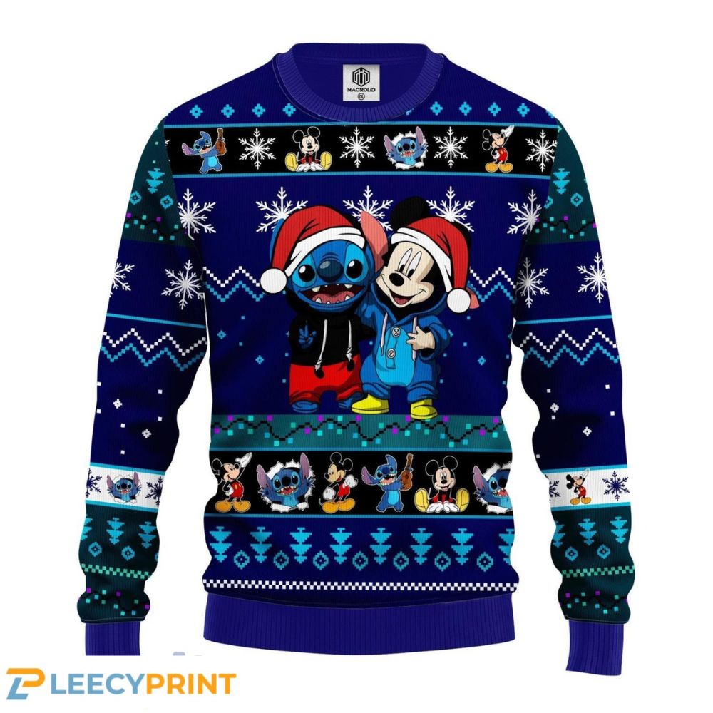 Cute Stitch And Mickey Mouse Disney Ugly Christmas Sweater 1