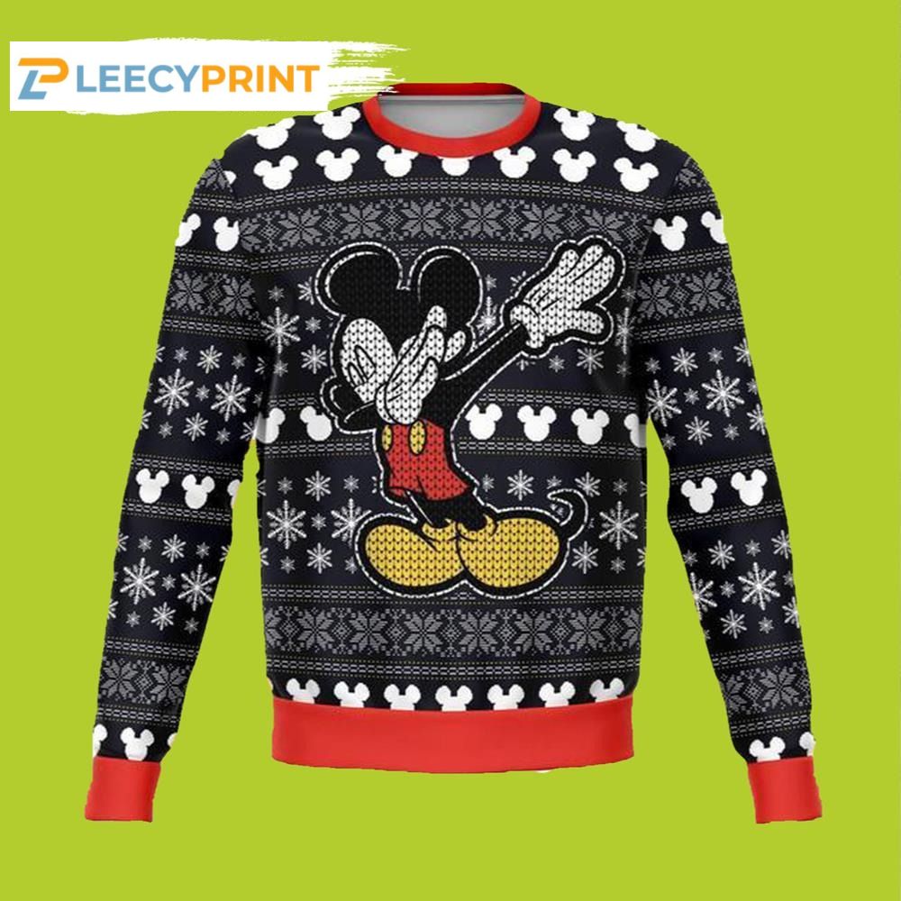 Dabbing Mickey Merry Xmas Disney Ugly Christmas Sweater 1