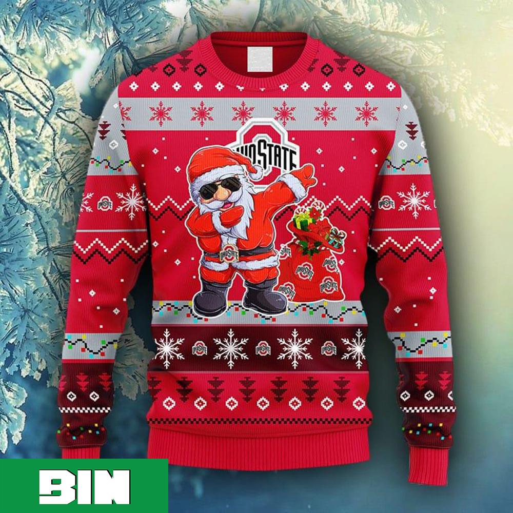 Dabbing Santa Claus With Ohio State Buckeyes Christmas Ugly Sweater For Men Women 41854095 1