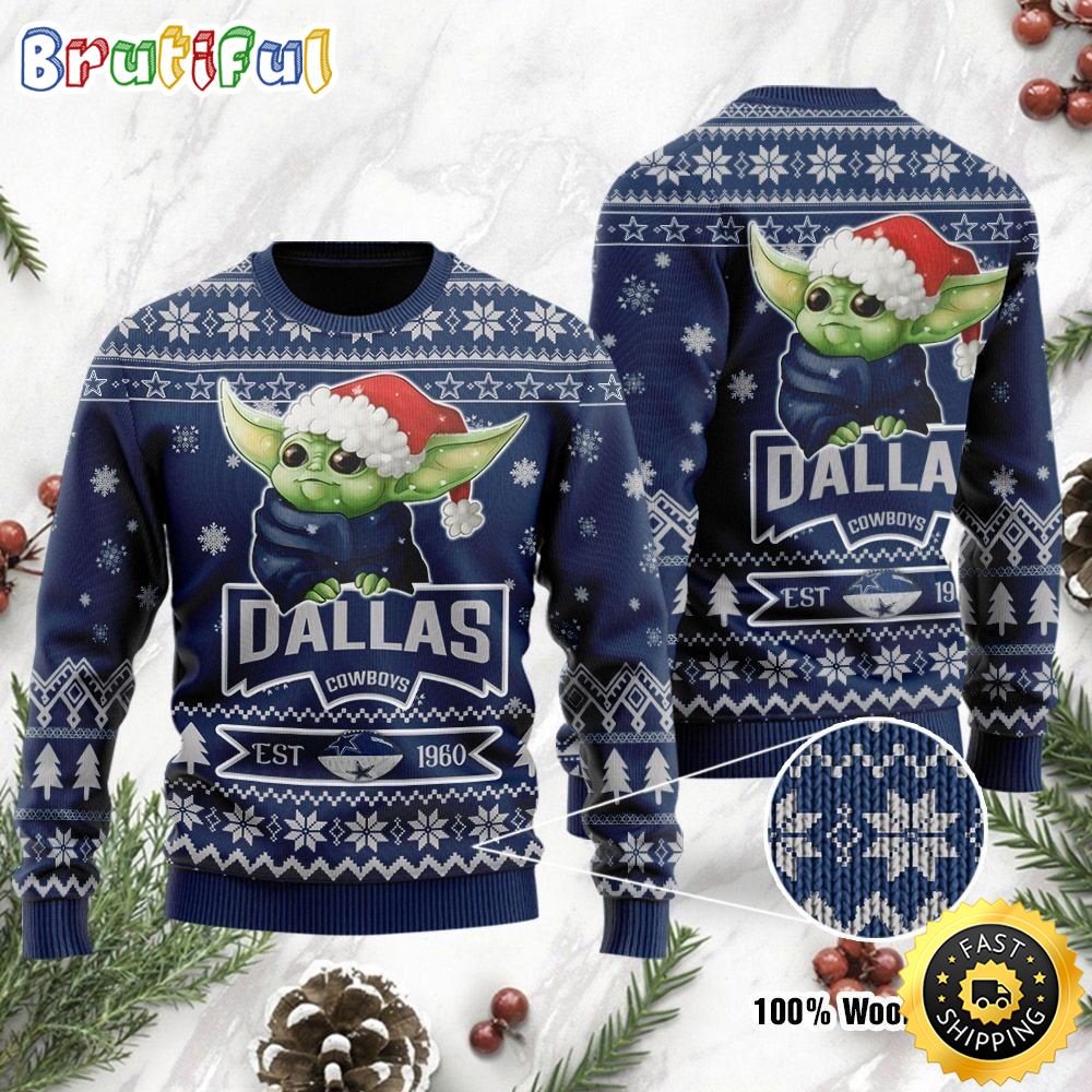 Dallas Cowboys Baby Yoda Ugly Christmas Sweater Dallas Cowboys Holiday Sweater 1