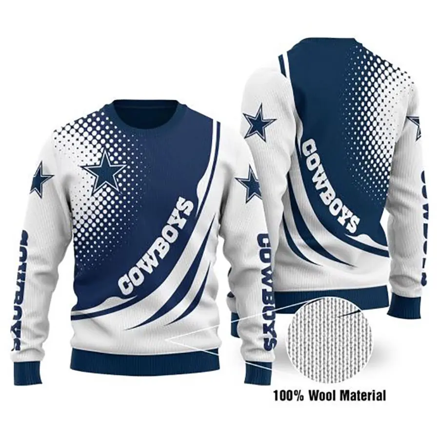Dallas Cowboys Dot Scratch Sweater All Over Print Gift For NFL Fan Cowboys Ugly Sweater 1