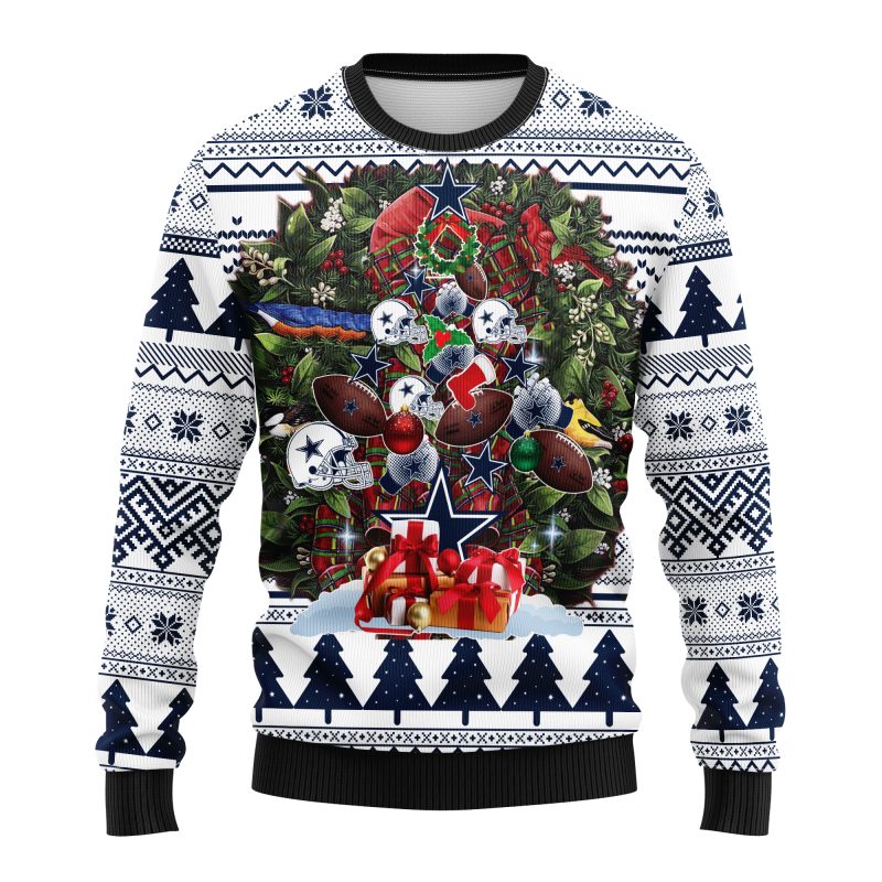 Dallas Cowboys Football Pine Tree Ugly Christmas Sweater Dallas Cowboys Ugly Christmas Sweater 1