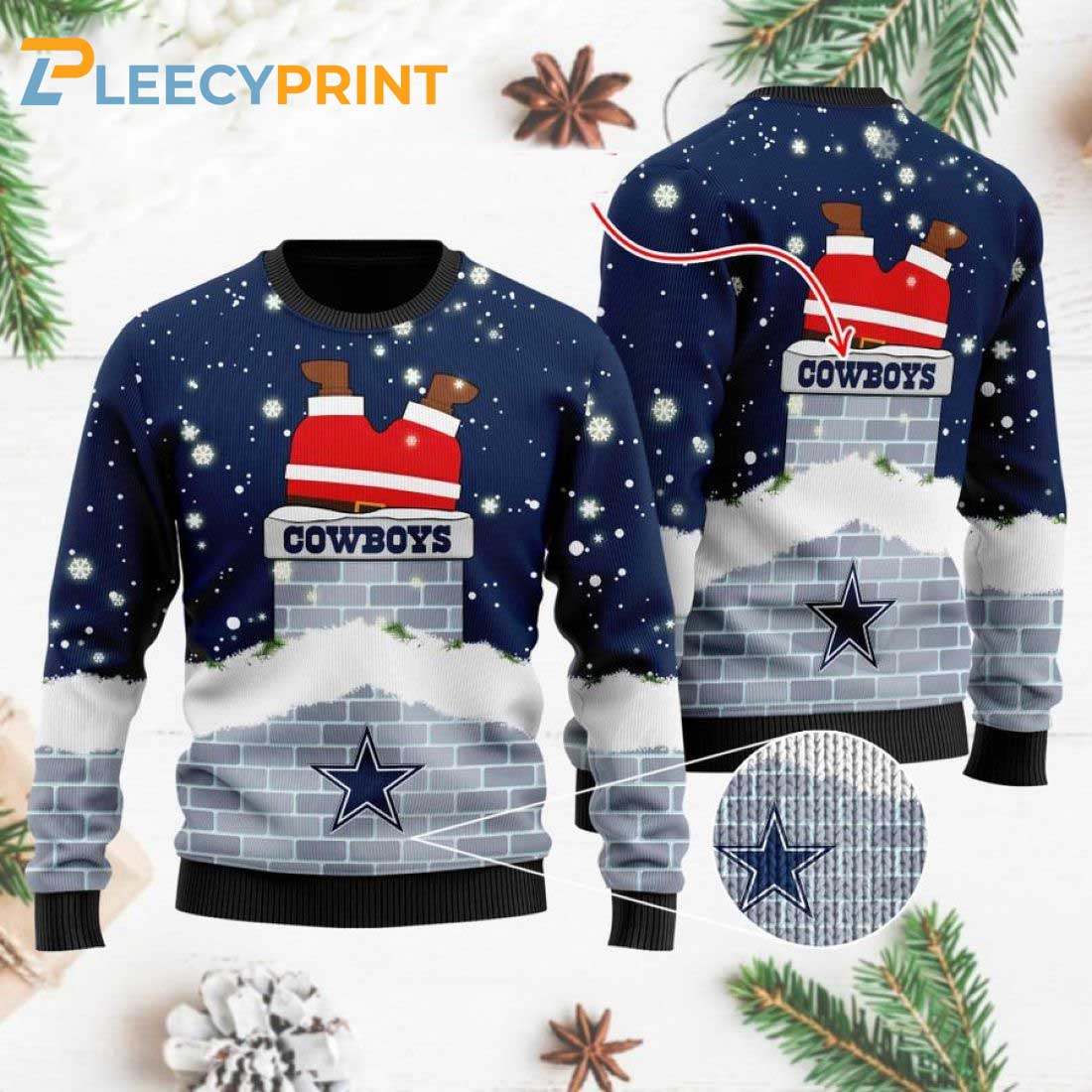 Dallas Cowboys NFL Santa Claus Custom Ugly Christmas Sweater Dallas Cowboys Ugly Christmas Sweater 1