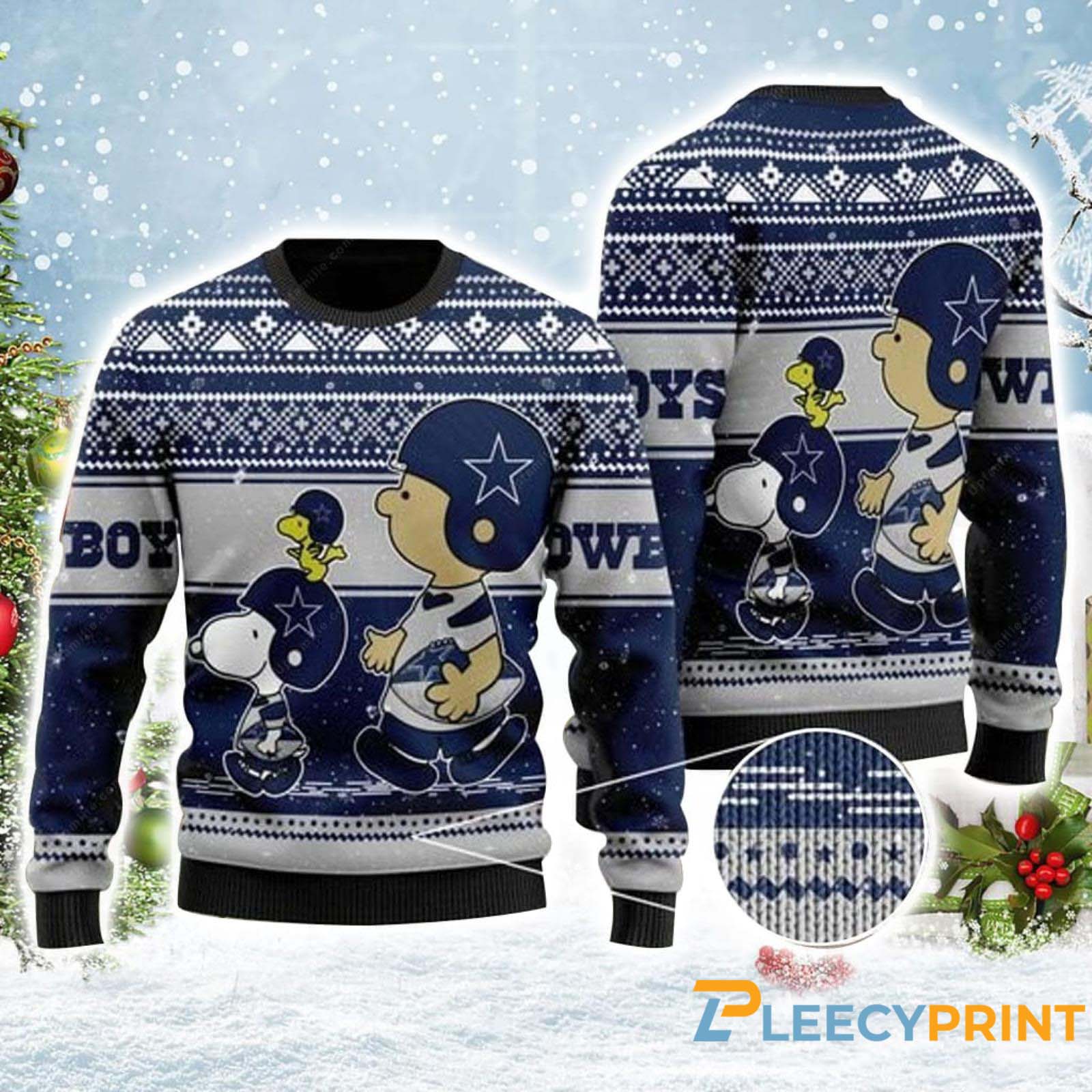 Dallas Cowboys Snoopy Charlie Brown Ugly Christmas Sweater Cowboys Ugly Christmas Sweater 1