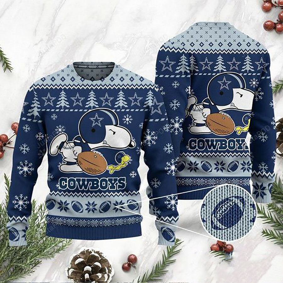 Dallas Cowboys Snoopy Play Football Ugly Christmas Sweater Dallas Cowboys Ugly Christmas Sweater 1
