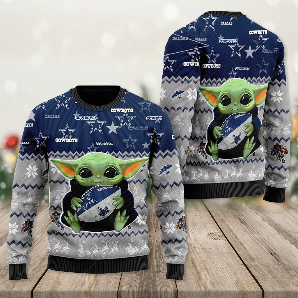 Dallas Cowboys Ugly Sweater Baby Yoda Ugly Christmas Sweater 1