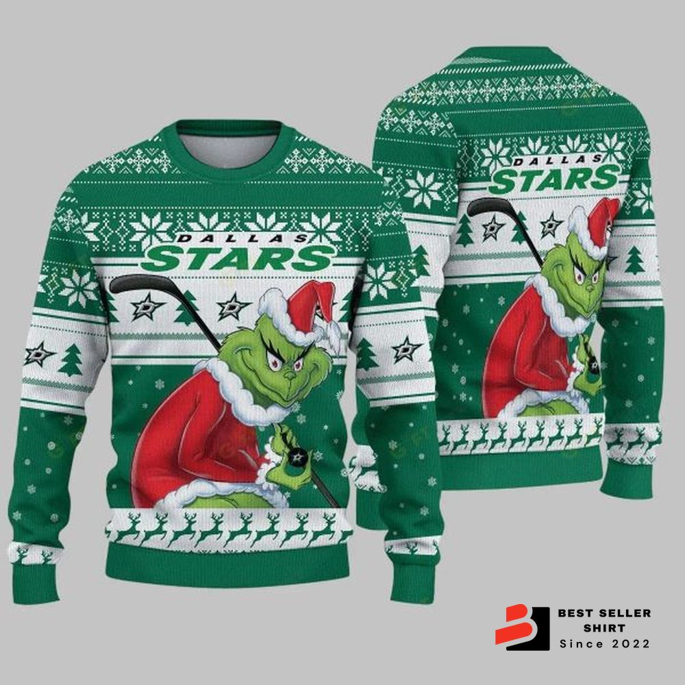 Dallas Stars Grinch Grinch Stolen Christmas Ugly Sweater 1