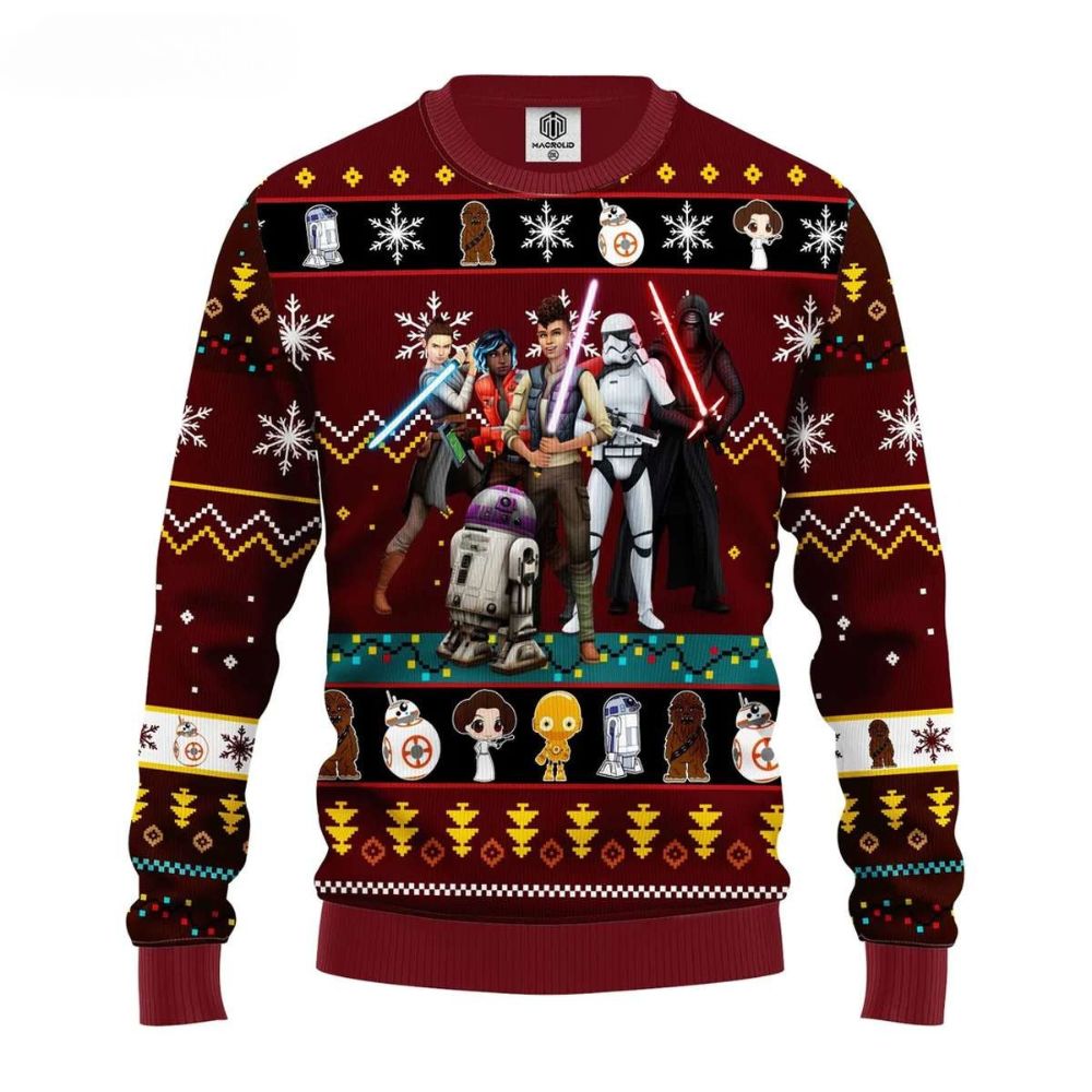 Dark R2 D2 Stormtrooper Darth Vader Star Wars Ugly Christmas Sweater 1