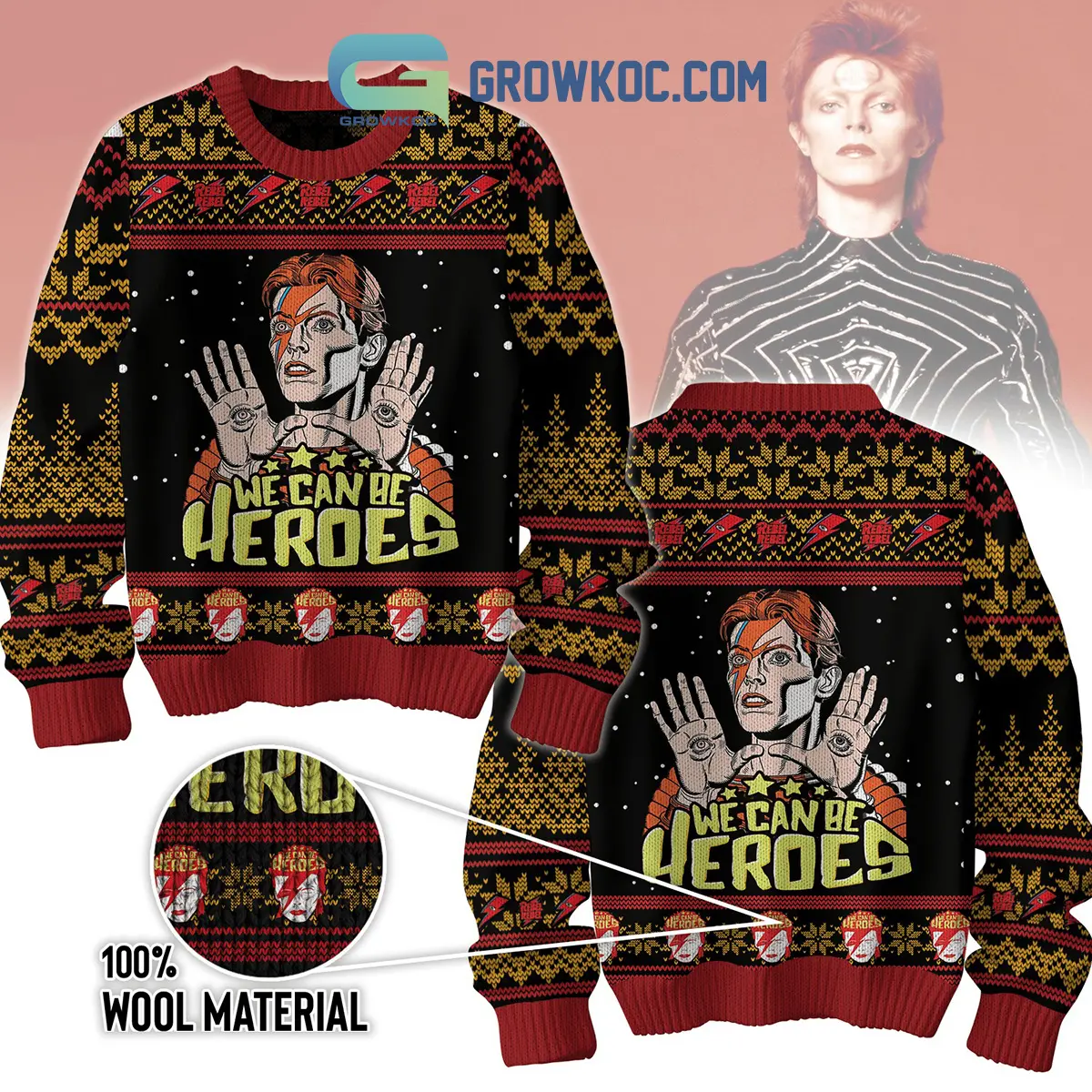 David Bowie We Can be Heroes Ugly Sweater2B1 DiFpy
