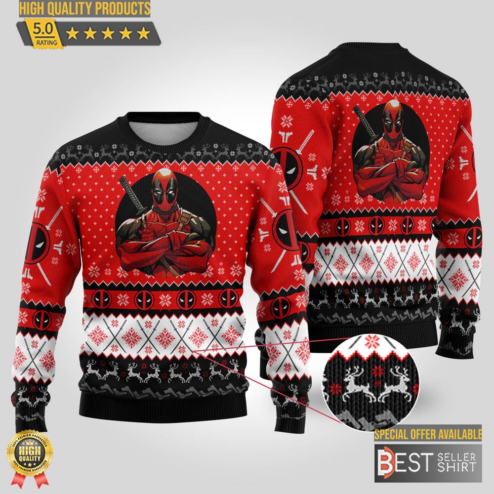 Deadpool Christmas Ugly Sweater Avengers Superhero Deadpool Sweatshirt Christmas Gifts 1
