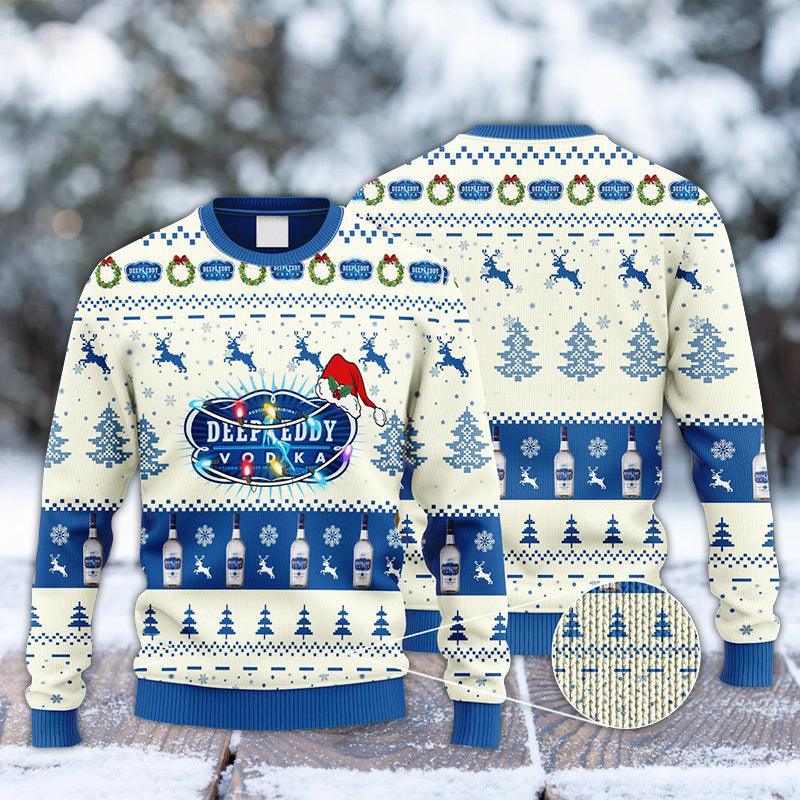 Deep Eddy Vodka Santa Hat Christmas Knitted Ugly Christmas Sweater 1