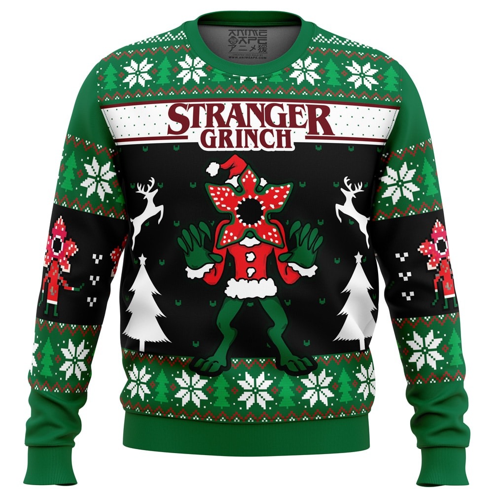 Demogorgon Stranger Grinch Ugly Christmas Sweater 1