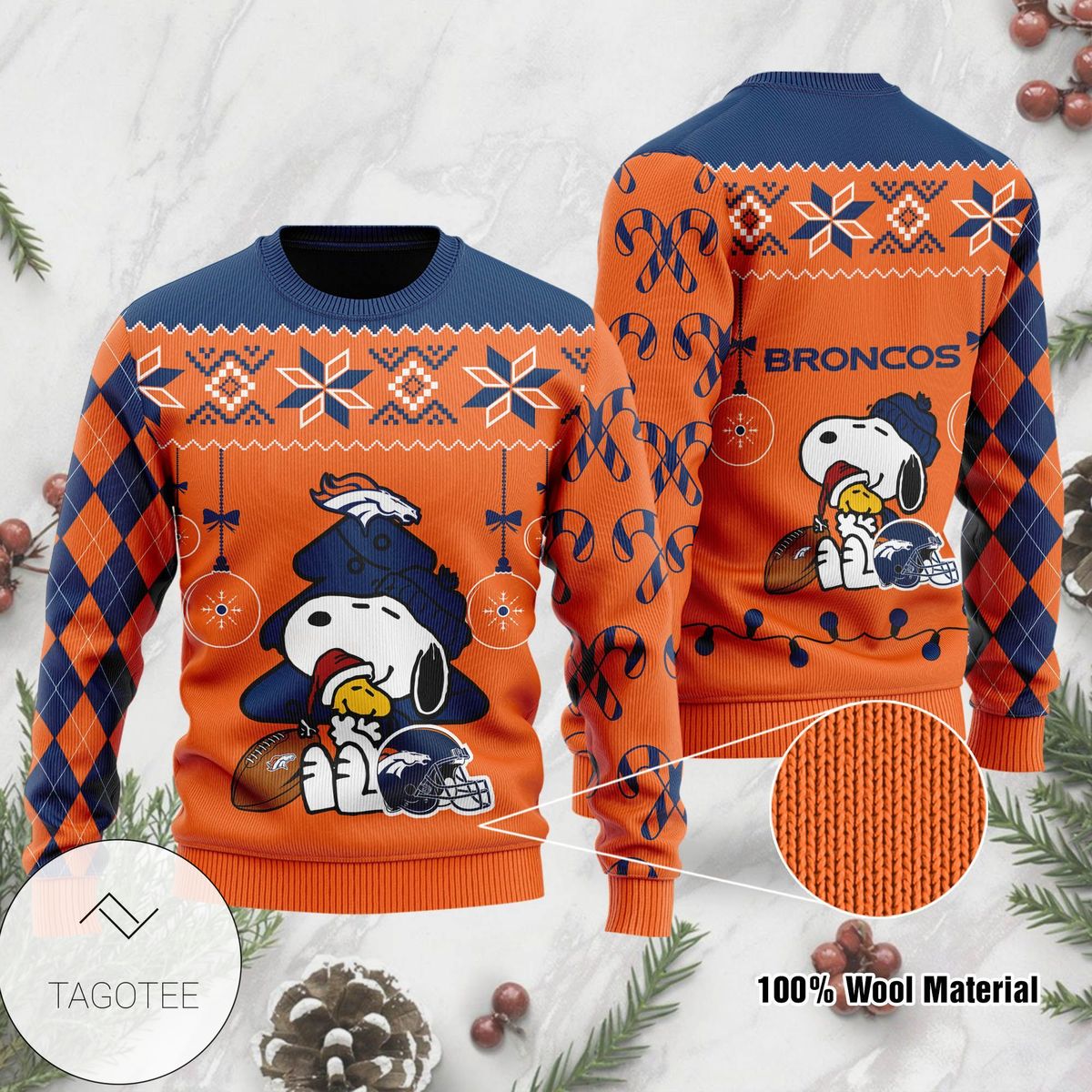 Denver Broncos Funny Charlie Brown Peanuts Snoopy Ugly Christmas Sweater Holiday Party