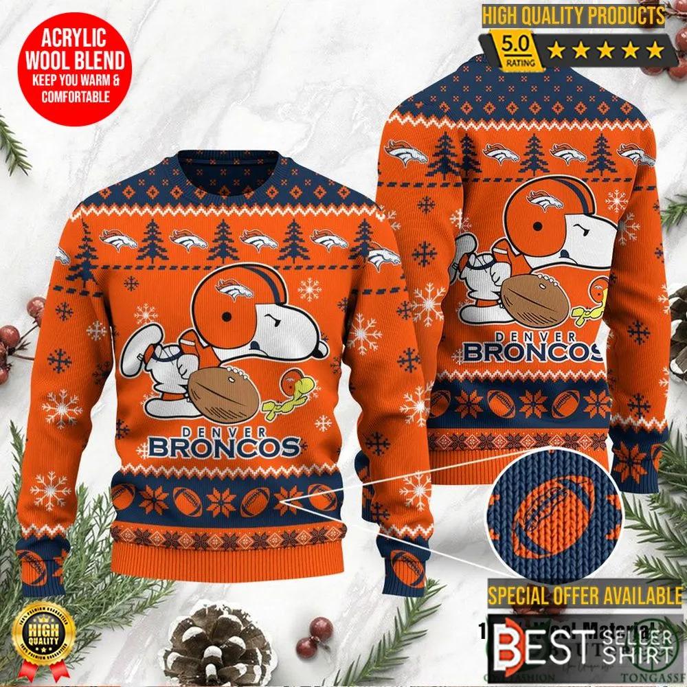 Denver Broncos Logos American Football Snoopy Dog Christmas Ugly Sweater 1