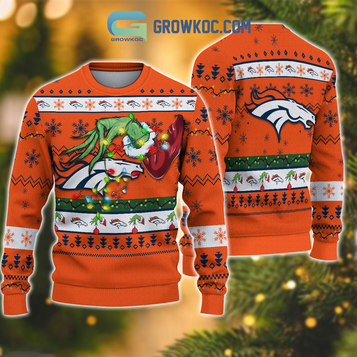 Denver Broncos NFL Grinch Christmas Ugly Sweater2B1 odXnk