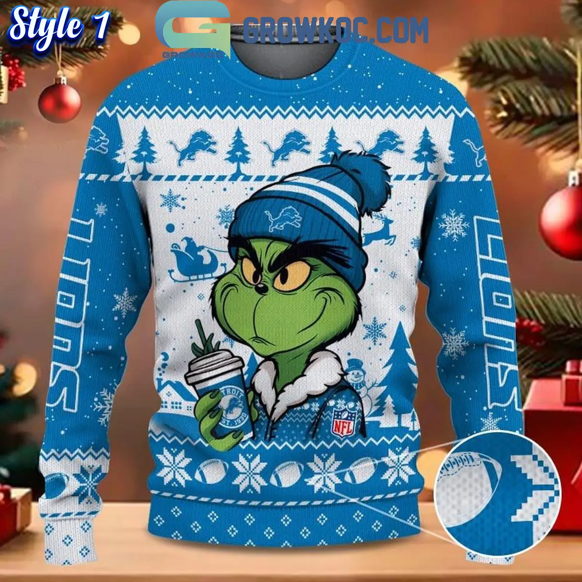 Detroit Lions Grinch Stolen Christmas 2024 Grinchmas Ugly Sweater 1 X7AGW 1