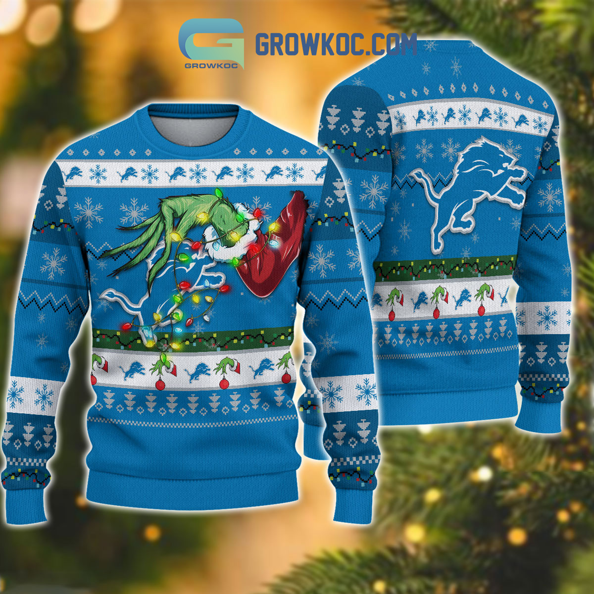 Detroit Lions NFL Grinch Christmas Ugly Sweater2B1 Hvk13
