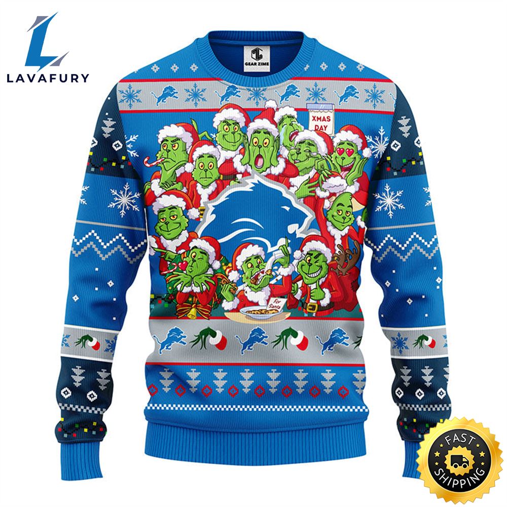 Detroit Lions 12 Grinch Xmas Day Christmas Ugly Sweater 1 c6vrmq