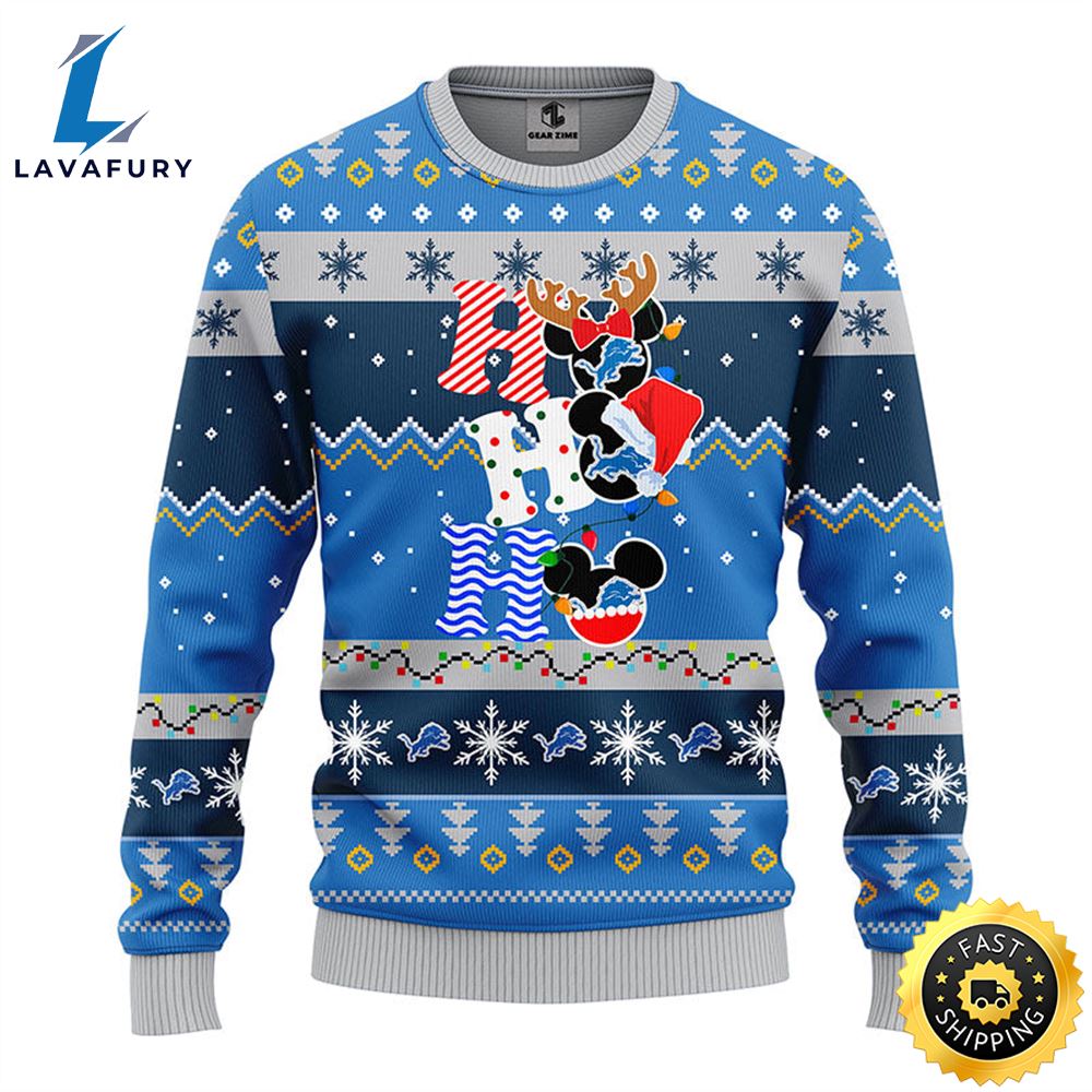 Detroit Lions HoHoHo Mickey Christmas Ugly Sweater 1 domm4x