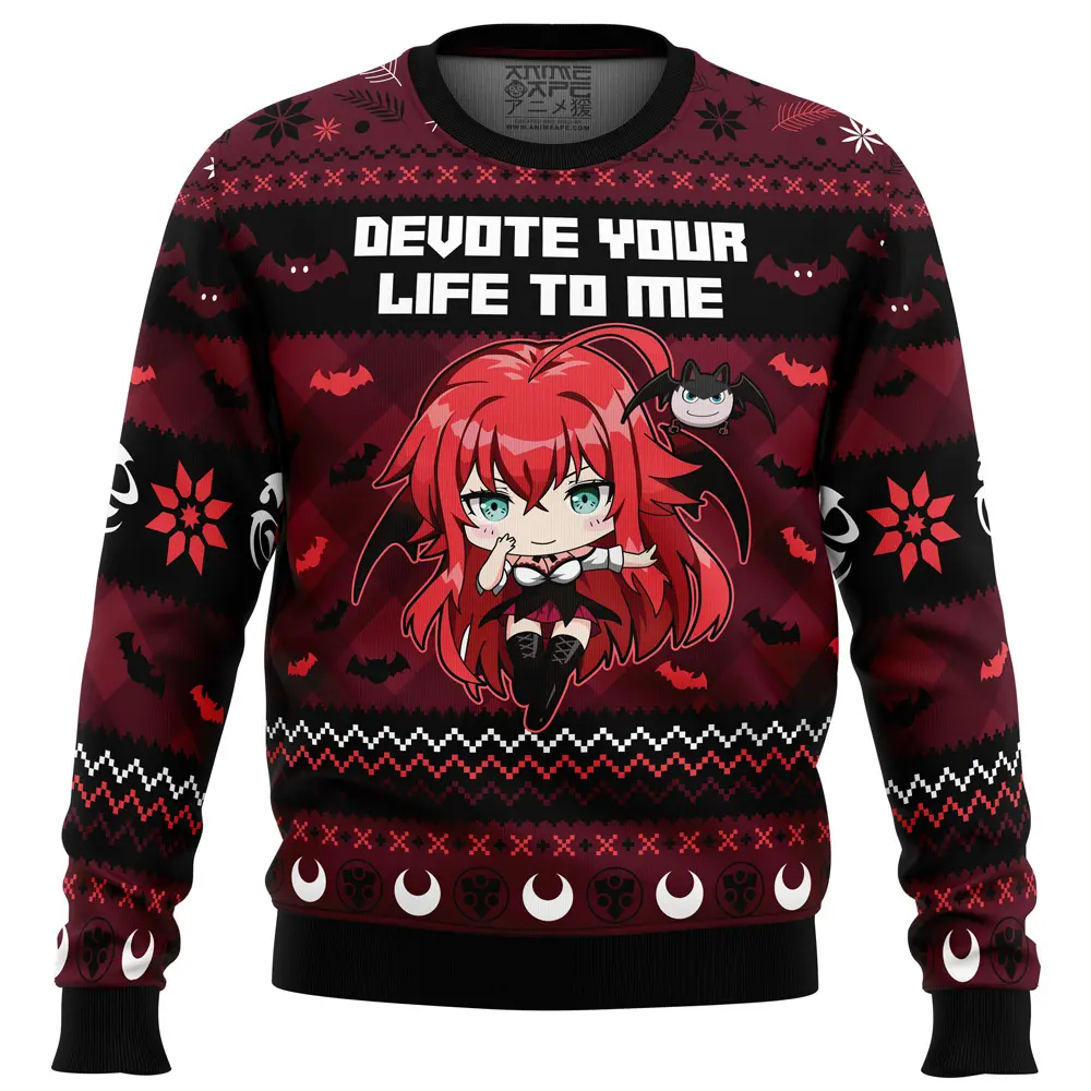 Devote Your Life To Me High School DxD Ugly Christmas Sweater FRONT mockup