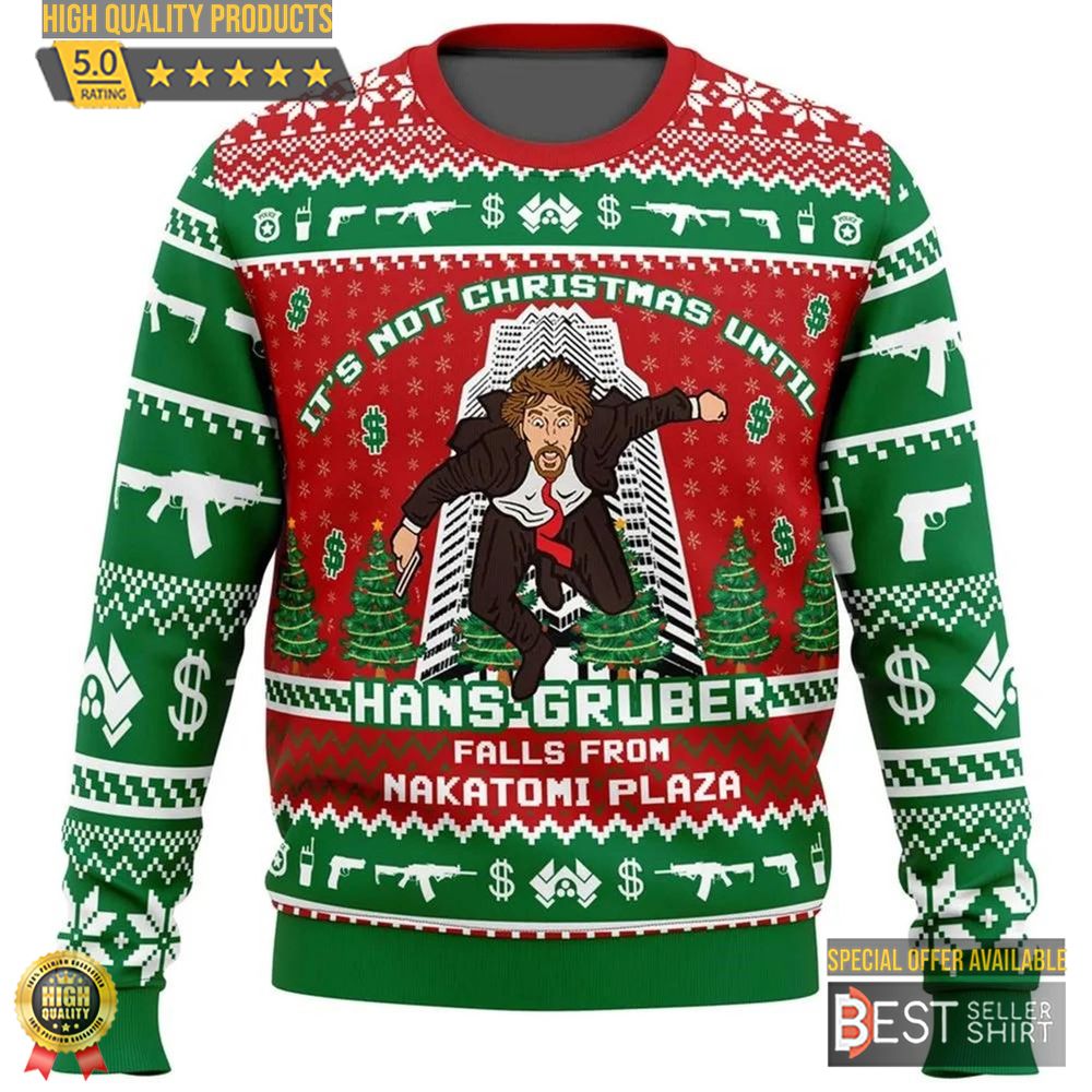 Die Hard Christmas Movie Ugly Sweater Nakatomi Plaza Christmas Party 1988 Sweatshirt Han Gruber Sweater 1