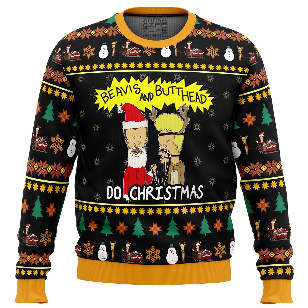 Do Christmas Beavis and Butthead men sweatshirt FRONT mockup