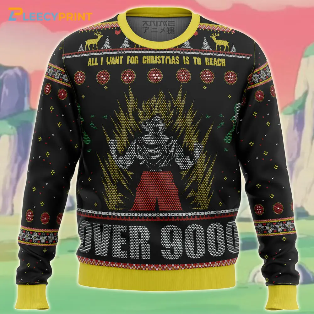Dragonball Z Goku Over 9000 Manga Anime Ugly Sweater 1