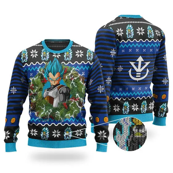 Epic Super Saiyan Blue Vegeta symbol Wrearth Ugly Xmas Sweatshirt 1