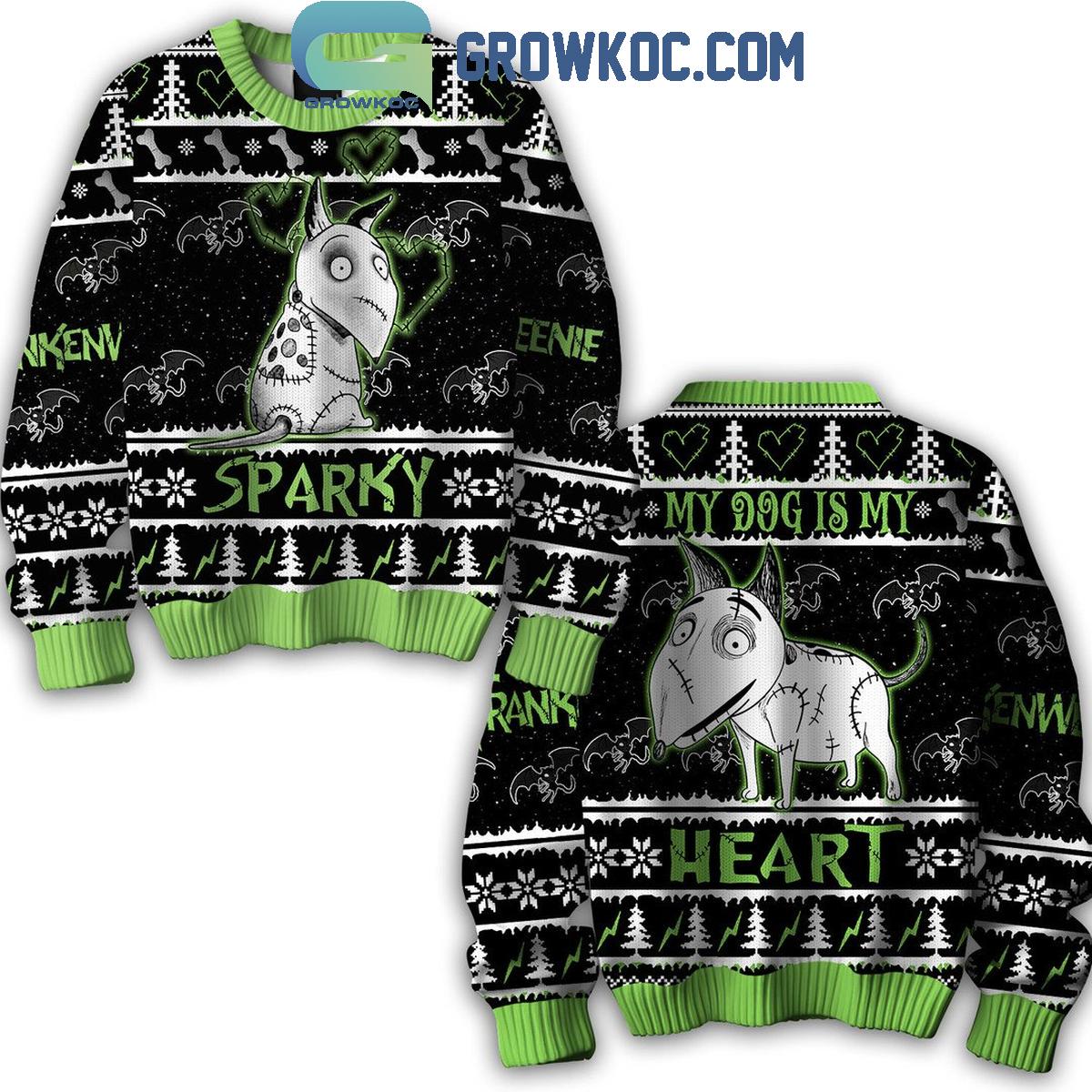 Frankenweenie Sparky My Dog Is My Heart Halloween Ugly Sweater 1 H75QT