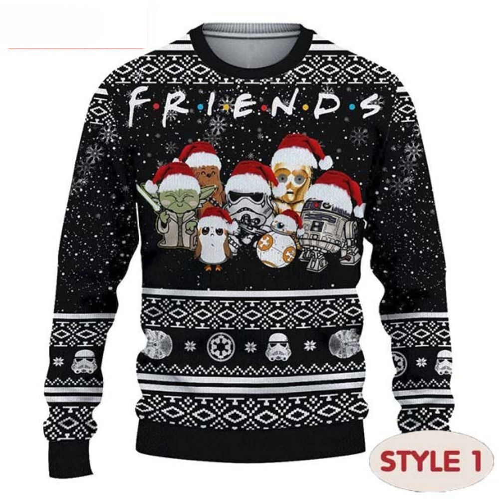 Friends Baby Yoda Multiple Styles Star Wars Ugly Christmas Sweater 1