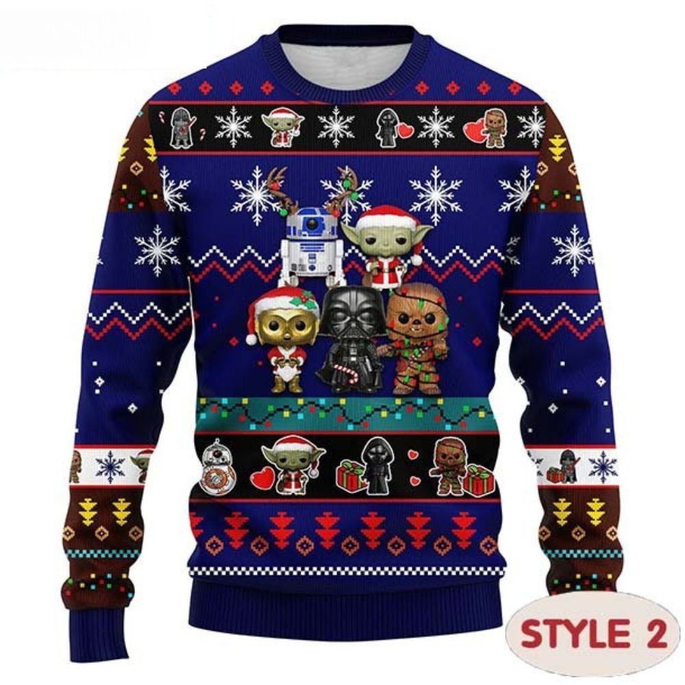 Friends Baby Yoda Wool Knitted Star Wars Ugly Christmas Sweater 1