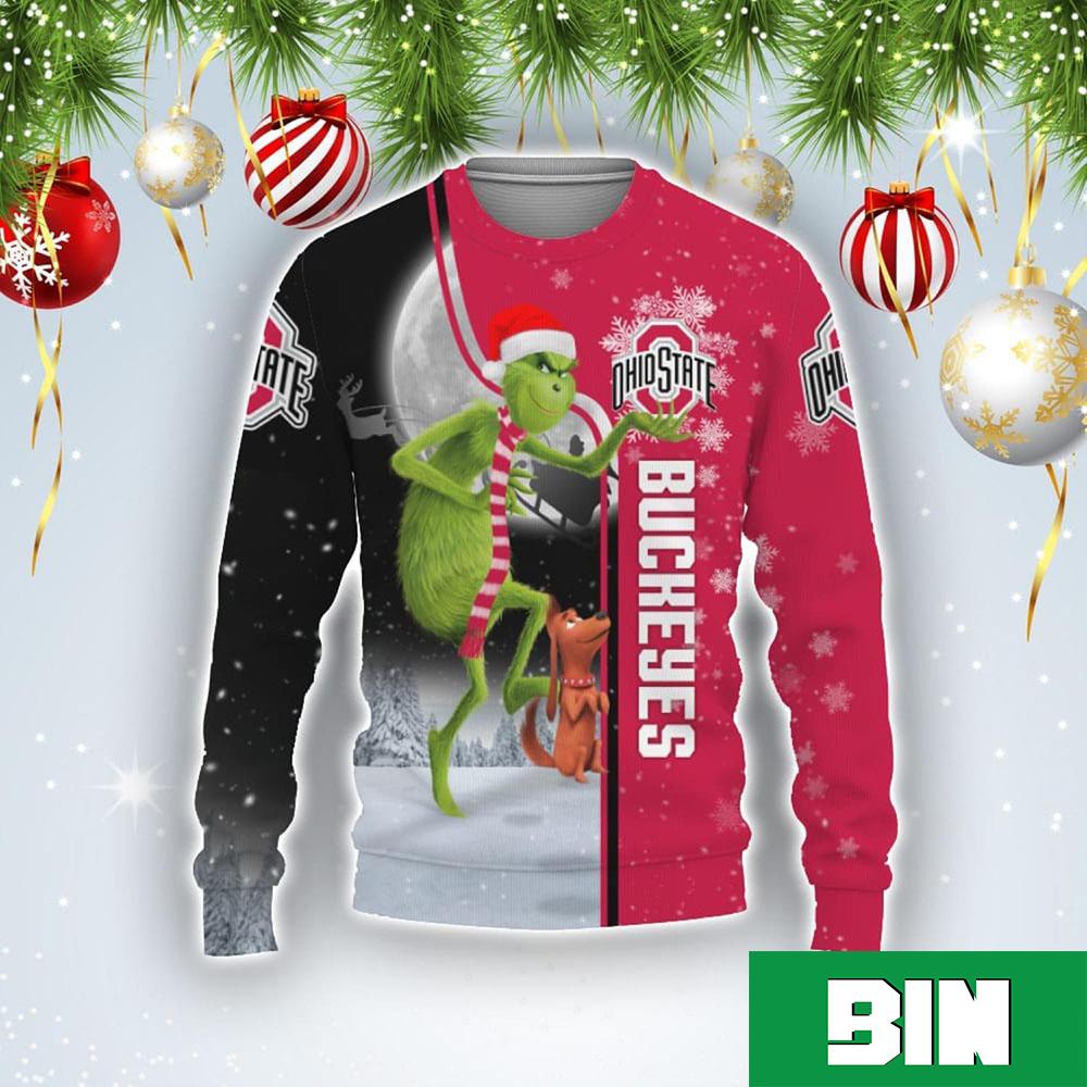 Funny Grinch For Christmas Holiday 2023 With Ohio State Buckeyes Ugly Sweater 5782116 1