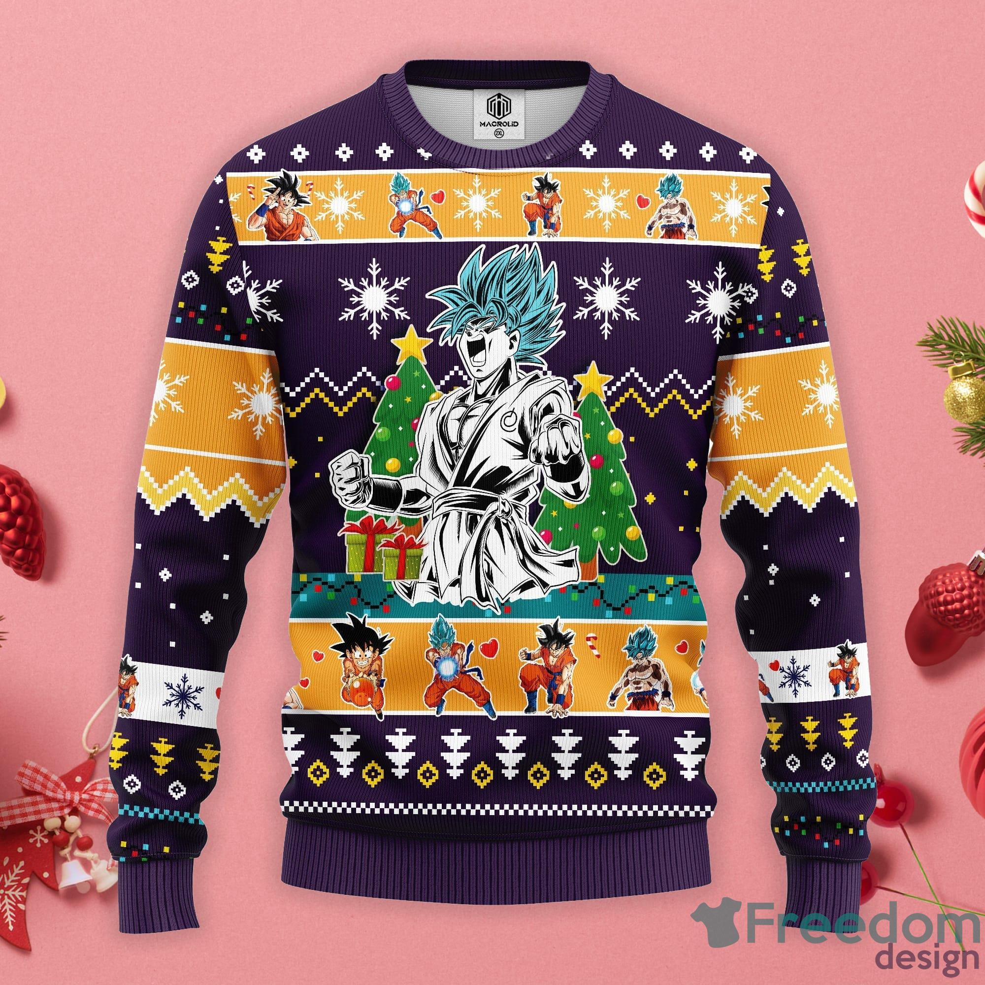Goku Blue Super Saiyan God Dragon Ball Christmas Gift Ugly Christmas Sweater 1