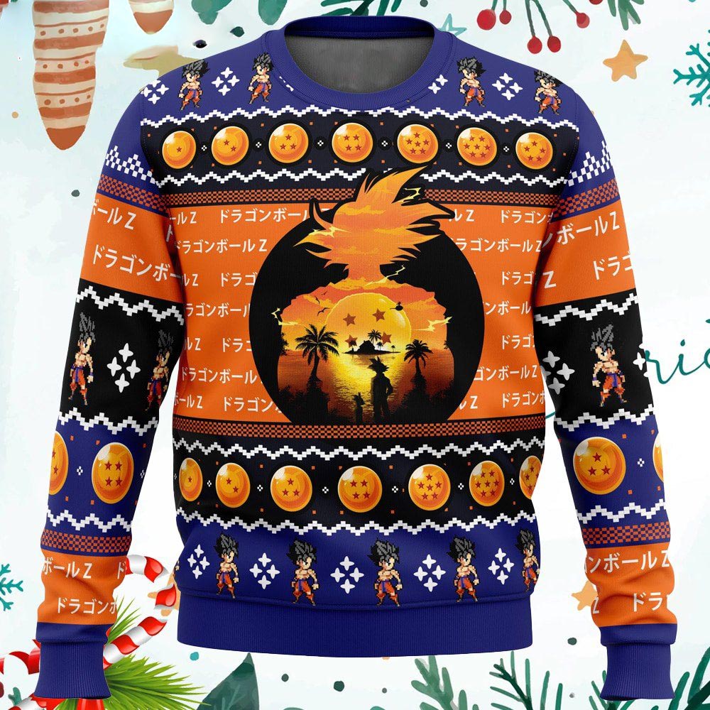 Goku Sunset Dragon Ball Z Ugly Christmas Sweater 1