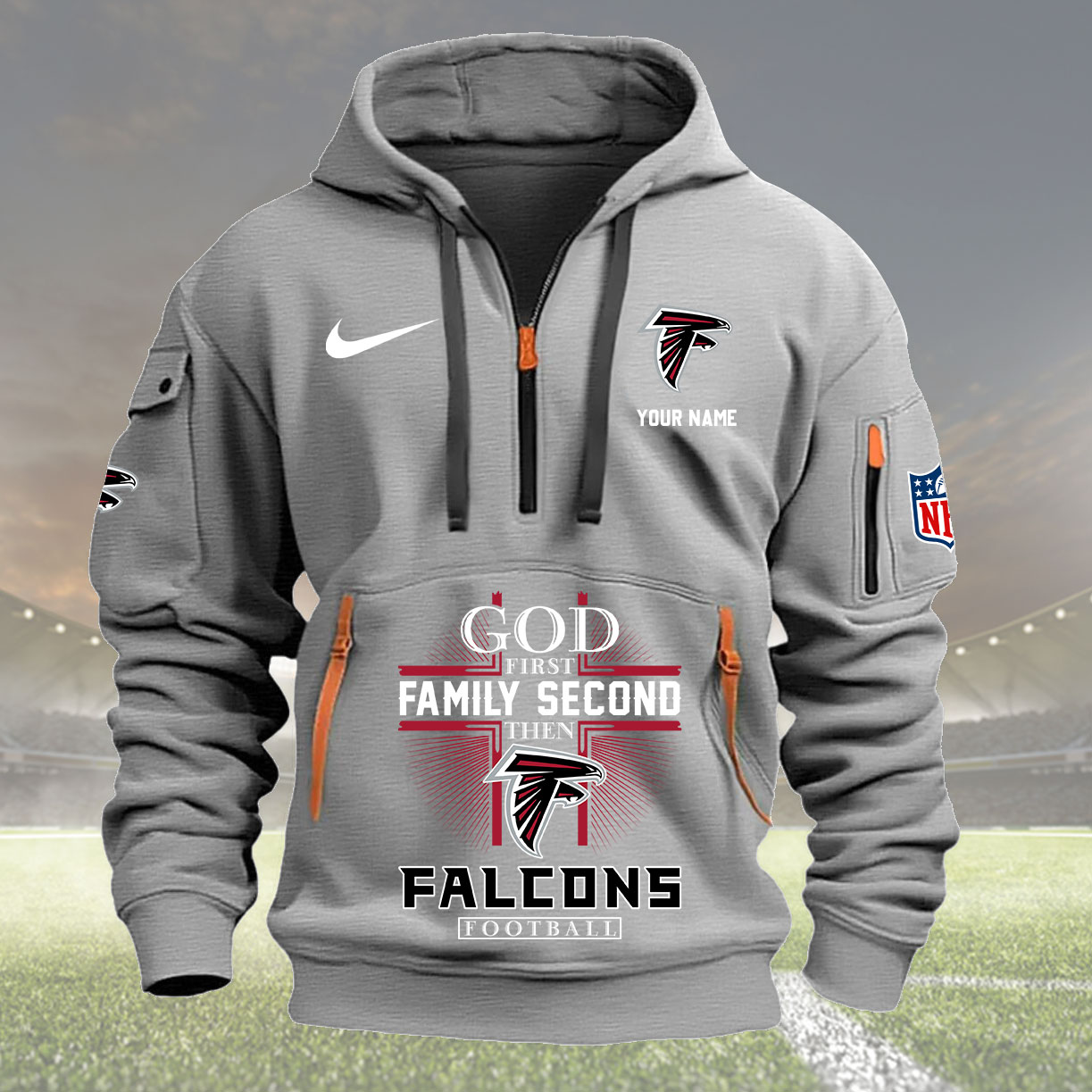 Gray Hoodie 02 Atlanta Falcons