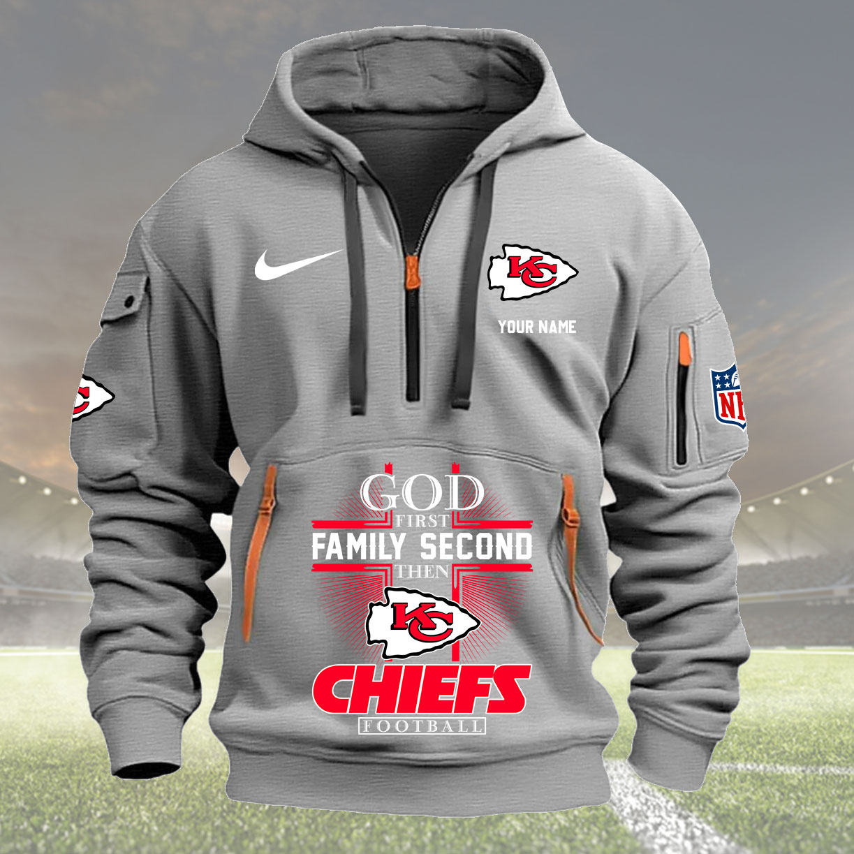 Gray Hoodie 16 Kansas City Chiefs