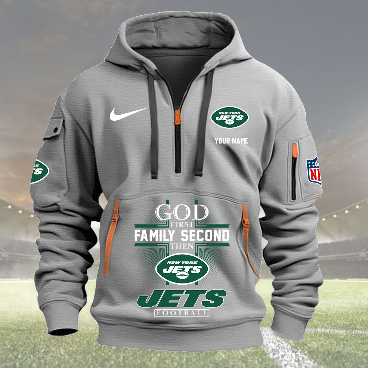 Gray Hoodie 22 New York Jets