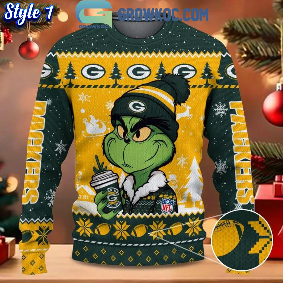 Green Bay Packers Grinch Stolen Christmas 2024 Grinchmas Ugly Sweater 1 gmiwU 1