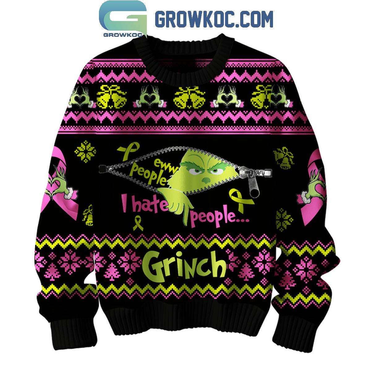 Grinch I Hate People Eww People Christmas Ugly Sweater Black 1 XU5Y6