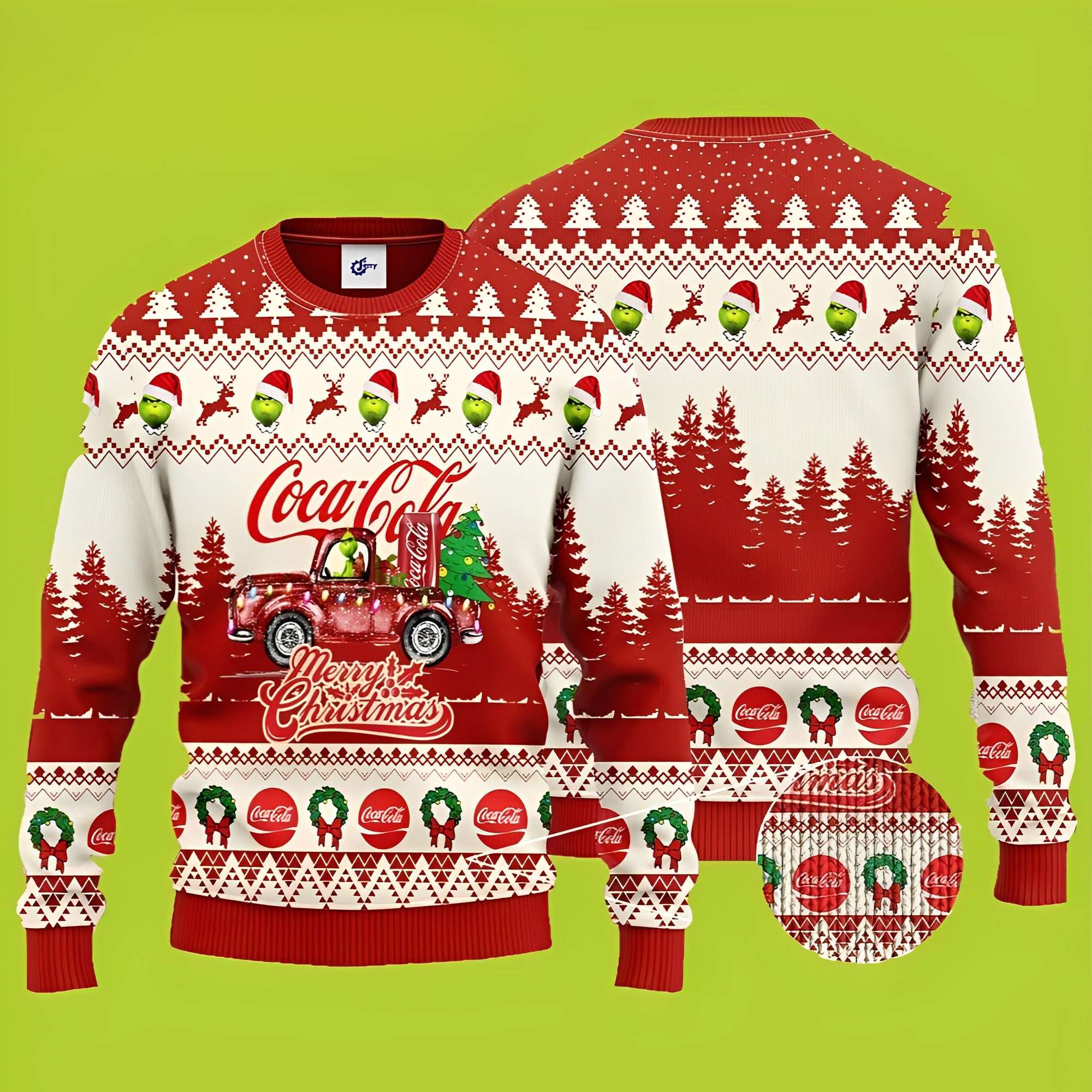 Grinch Truck Coca Cola Merry Christmas Funny Xmas Sweaters Grinch Ugly Sweater 1