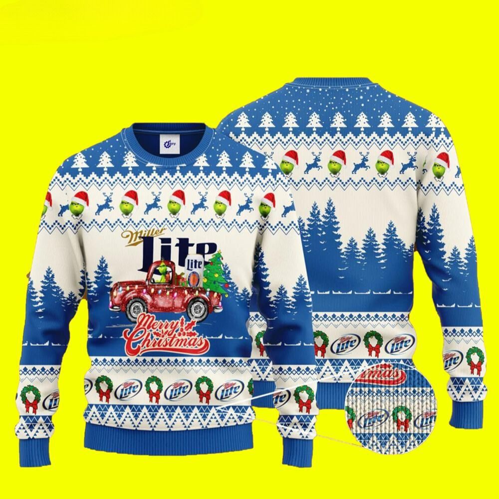 Grinch Ugly Christmas Sweater Miller Lite Grinch Merry Christmas 1